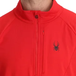 Spyder Midlayers|Fleece*Mens Gridweb Half Zip - Red SPYDERRED