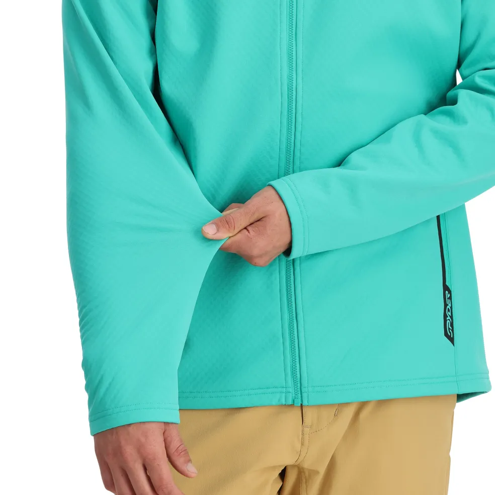 Spyder Midlayers|Fleece*Mens Gridweb ShellFleece™ Hoodie - Teal Green TEALGREEN