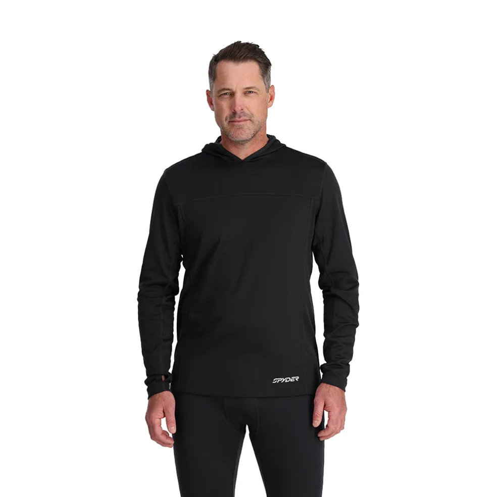 Spyder Baselayers|Freeski*Mens Stretch Charger Hoodie - BLACK